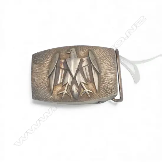 STG SILVER BELT BUCKLE SIGNED K.T. 22.70gms