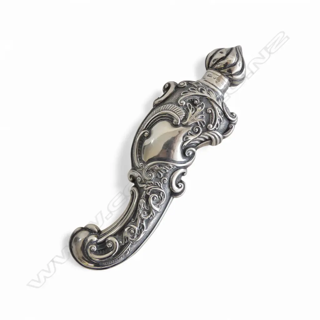 VICTORIAN STG SILVER ORNATE SCENT BOTTLE, BIRMINGHAM 1889, 222gms, L.205mm stopper missing Image 1++