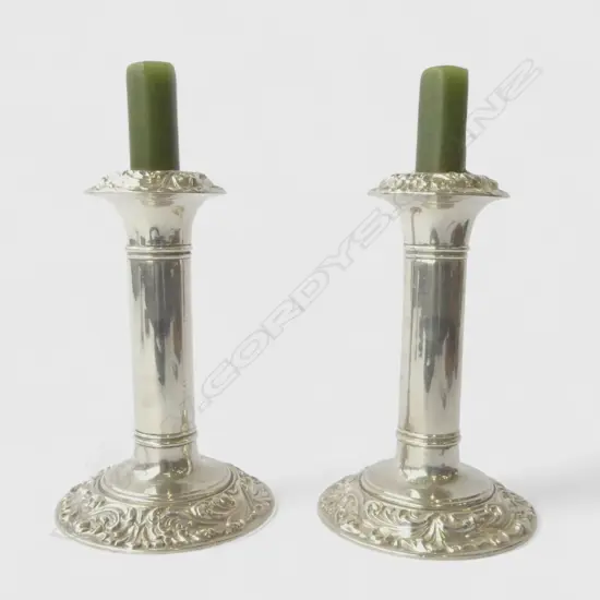 PR STG SILVER CANDLESTICKS, BIRMINGHAM 1905, H.150mm weighted base