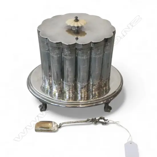 SILVER PLATE CADDY with spoon 