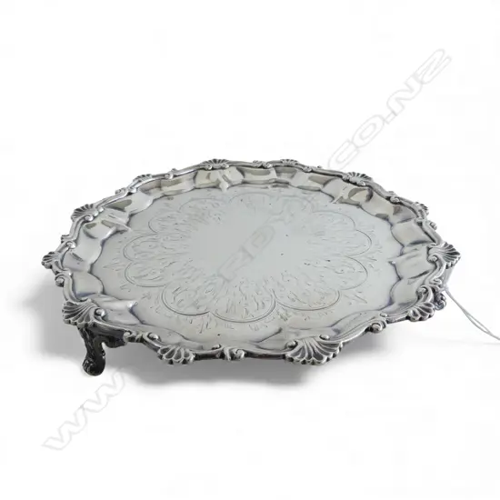 VICTORIAN STG SILVER ORNATE SCALLOP SALVER, LONDON 1859, 299gms