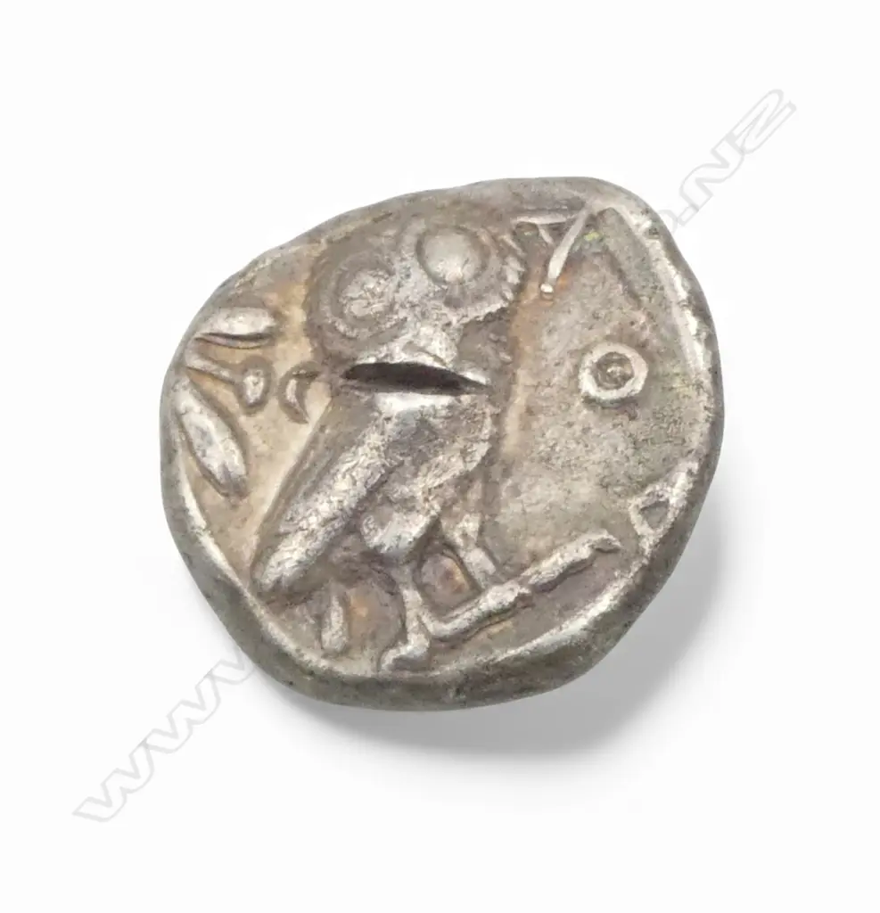 ANCIENT SILVER COIN; ATHENS TETRADRACHM  5thC B.C. 20x25mm Image 1++