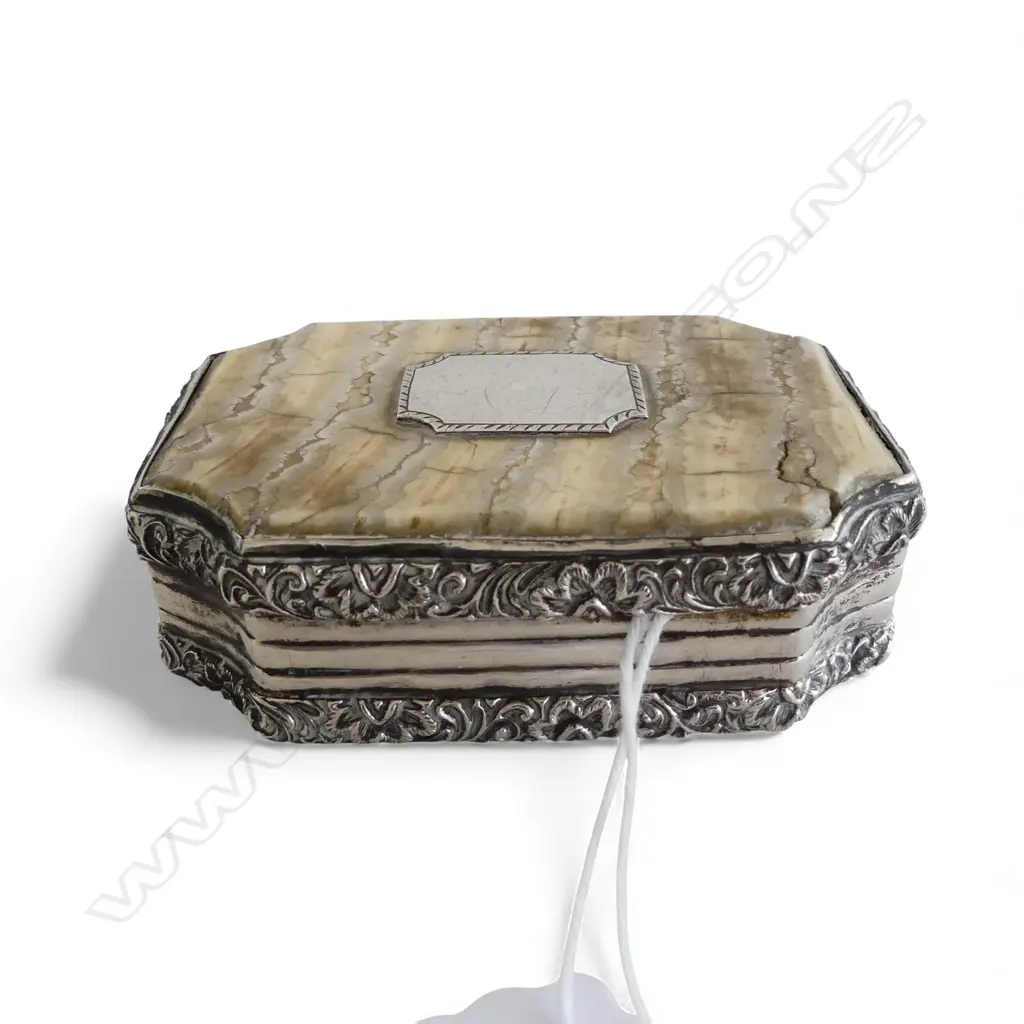 **RTV** c.1800 Austrian ? silver mounted & mammoth tooth & tortoiseshell snuff box Image 1++