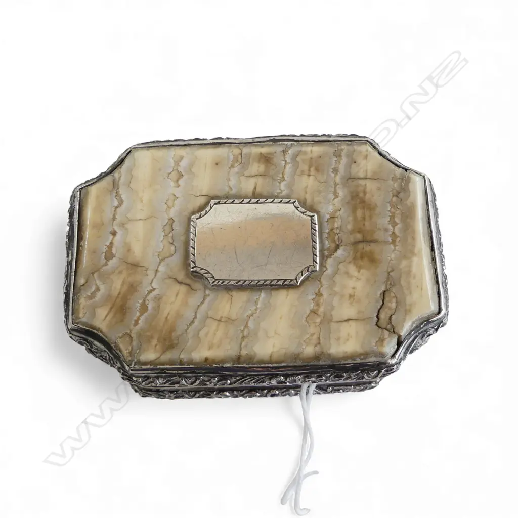 **RTV** c.1800 Austrian ? silver mounted & mammoth tooth & tortoiseshell snuff box Image 1++