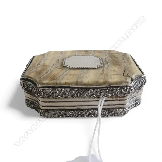 **RTV** c.1800 Austrian ? silver mounted & mammoth tooth & tortoiseshell snuff box