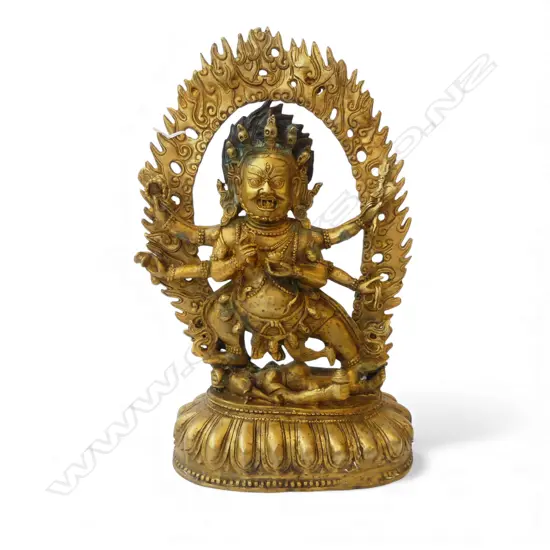 TIBETAIN GILT BRONZE KALI SHRINE FIGURE H330MM