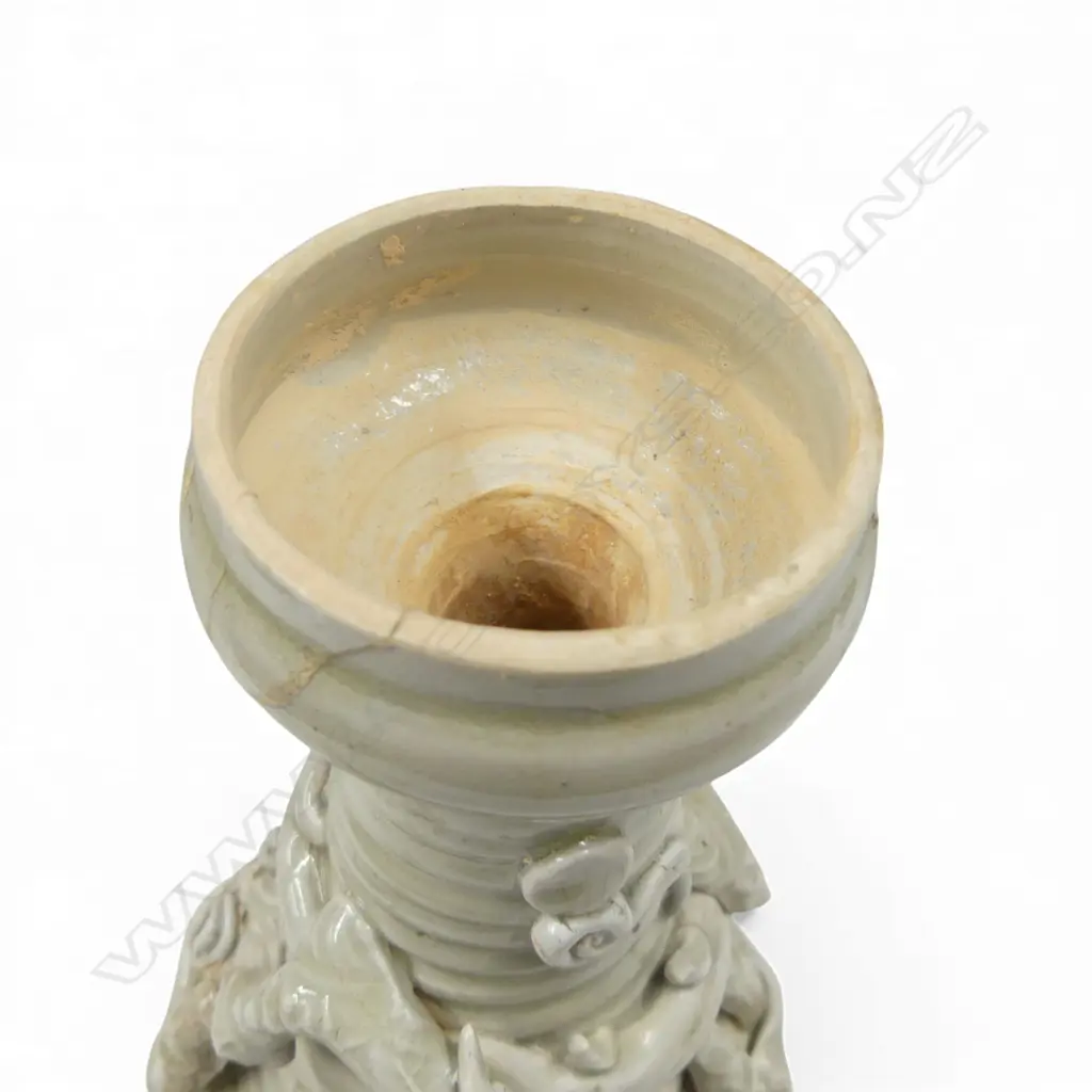 ANTIQUE CHINESE CELEDON DRAGON VASE WITH BIRD LID SOME FAULTS H540MM Image 1++