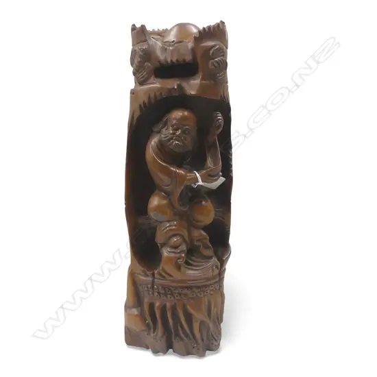 CHINESE CARVED HARDWOOD FIGURE AN IMMORTAL H410MM
