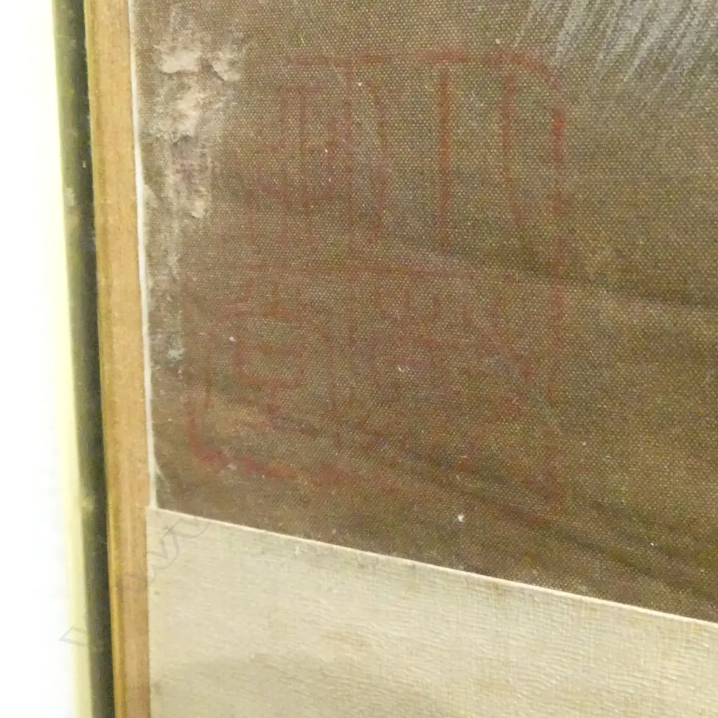 Artist unknown LARGE CHINESE WATERCOLOUR on fabric (silk) HUNTERS ON HORSEBACK 1000 x 530mm Image 1++