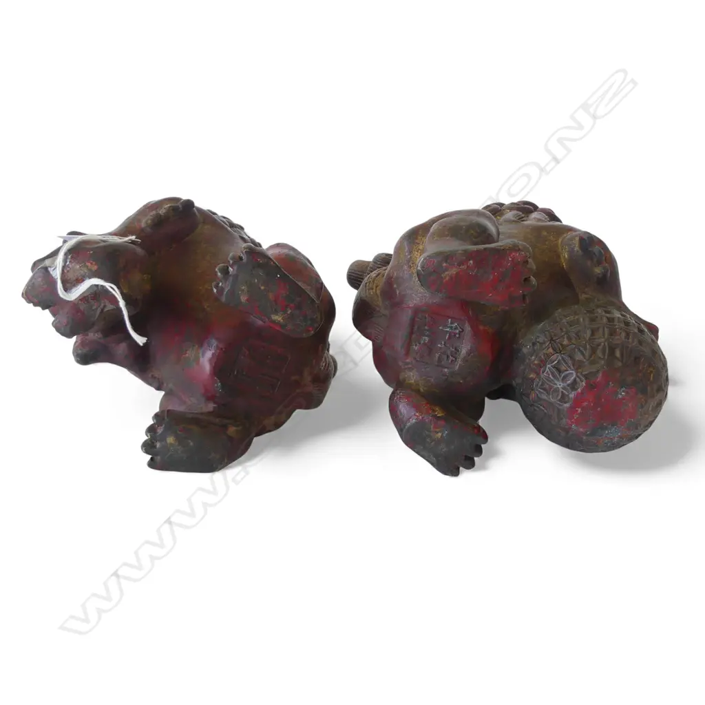 PR ORIENTAL GILT METAL TEMPLE FU DOGS H.185mm Image 1++