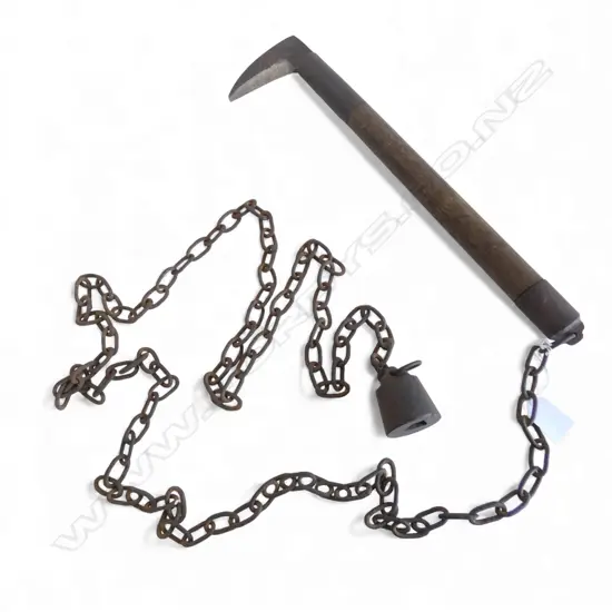 ANTIQUE JAPANESE NINJA KUSARIGAMA the hooked blade with makers signature L.2760mm total 