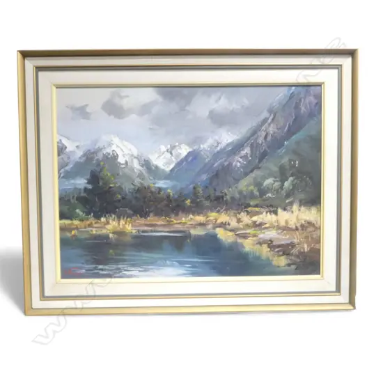 DON R. NEILSON (NZ 1924-2013) 'MOUNTAIN PEAKS, WAIMAKARIRI VALLEY' OIL ON BOARD 540x750mm
