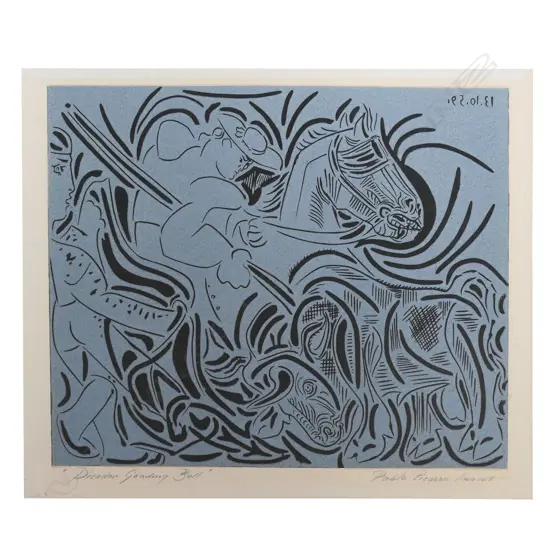 PABLO PICASSO/HARRY ABRAMS 'PICADOR GOADING BULL' (15), LINOCUT, c.1962, 270 x 325mm (image)