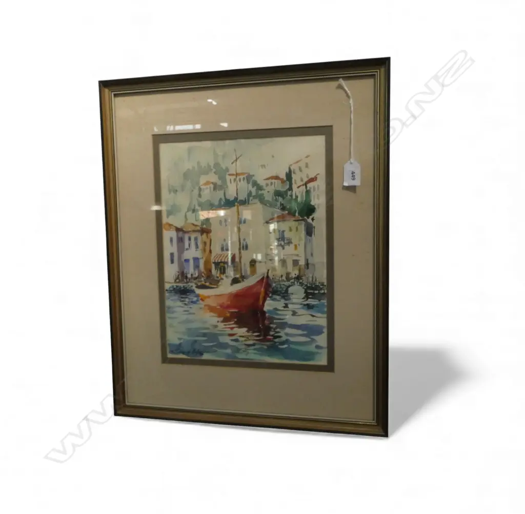 GASTON DE VEL 'RED CAIQUE, GREECE' WC, SIGNED & DATED '80 330x250mm Image 1++