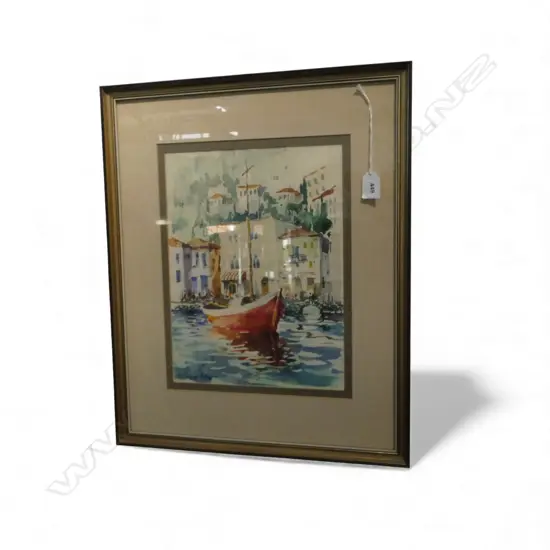 GASTON DE VEL 'RED CAIQUE, GREECE' WC, SIGNED & DATED '80 330x250mm