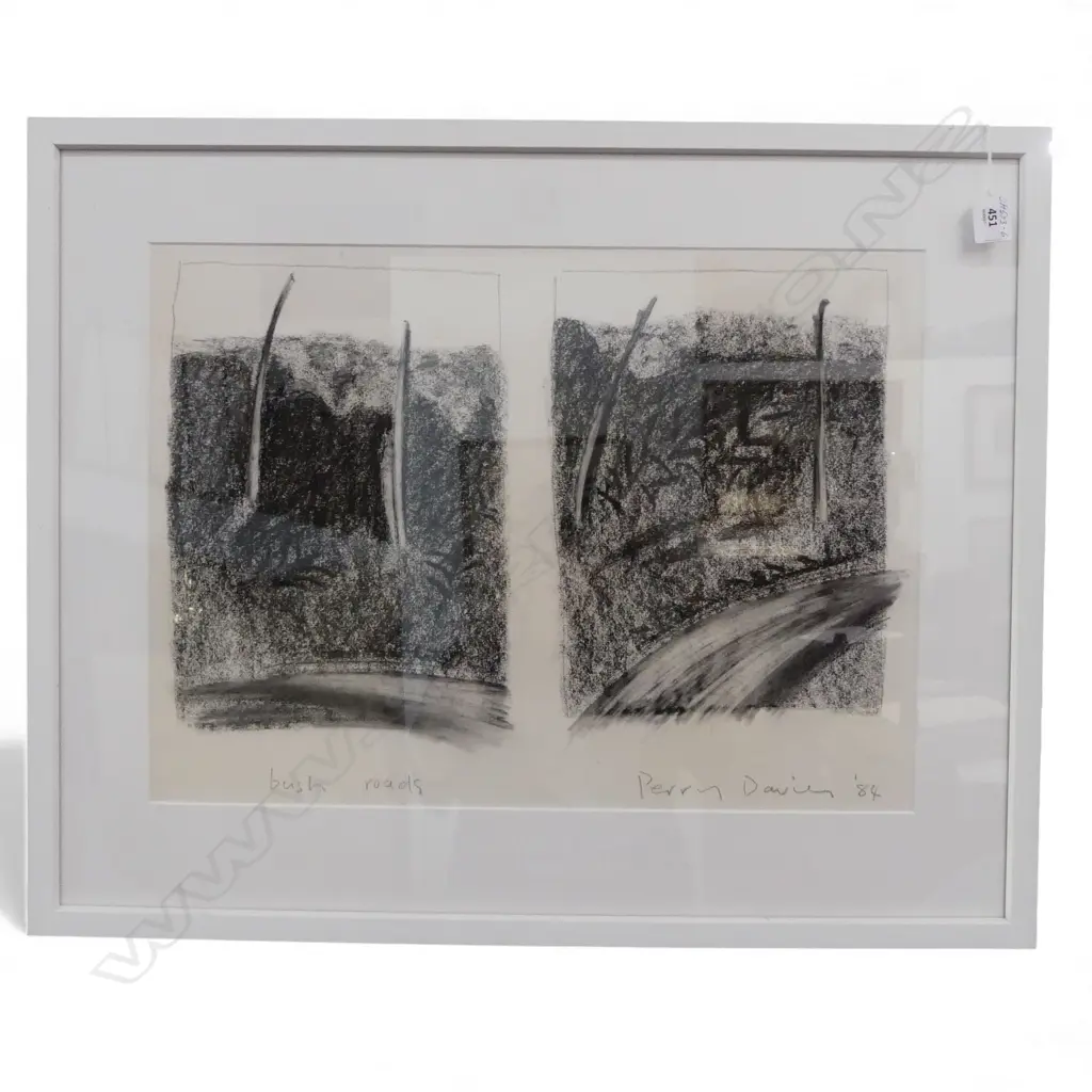 PERRY DAVIES 'BUSH ROADS', GRAPHITE on PAPER, TITLE INSCRIBED, SIGNED '84, 400 x 500m Image 1++
