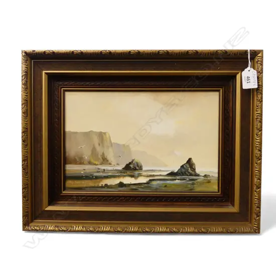 ROY SEFTON 'EVENING CLIFFS, TONGAPORUTU' OIL ON BOARD 190x290mm 