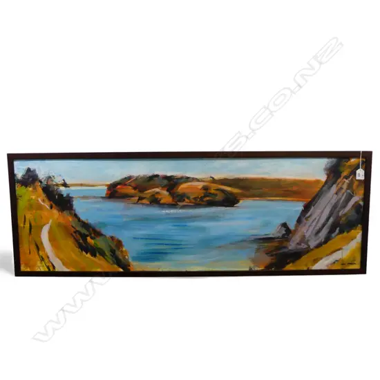 JOHN HORNER, UNITTLED COASTAL LANDSCAPE, ACRYLIC ON BOARD, 390x1190mm