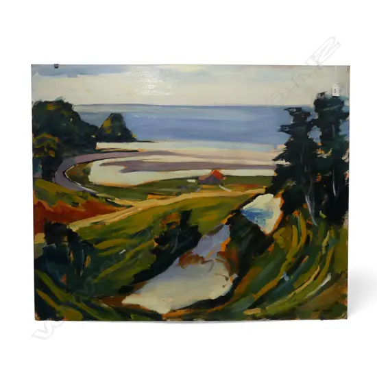JOHN HORNER, UNTITLED NORTHLAND COASTAL SCENE, ACRYLIC ON BOARD, 795x975mm unframed