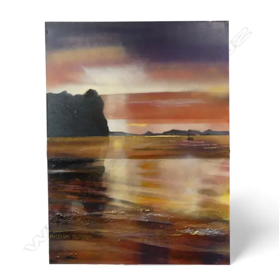 JILL PERROTT 'ARKLES BAY' MIXED MEDIA ON CANVAS, SIGNED & DATED 2019 1015x760mm