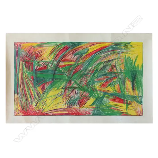 DEAN BUCHANAN (1952-) ABSTRACT, OIL STICK ON PAPER, SIGNED & DATED '78, 400 x 700mm