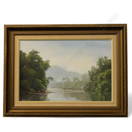 DAVID STONE 'SUMMER HAZE WAIRAWA RIVER COROMANDEL' OIL ON BOARD 360x540mm 