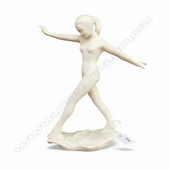 1940's CORTENDORF GERMANY NUDE FEMALE PRANCING FIGURINE, H.250mm