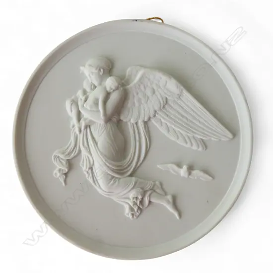 BERTEL THORVALDSEN/ROYAL COPENHAGEN BISCUIT PORCELAIN PLATE 'NIGHT', c.1975, 152 x 152mm