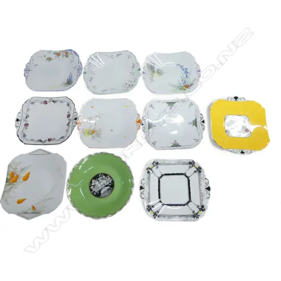10 SHELLEY CHINA CAKE PLATES MIXED PATS