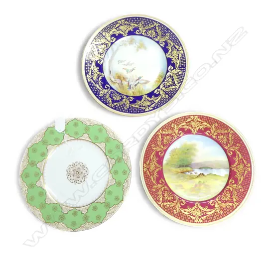 2 SHELLEY CHINA HAND PAINTED SIGNED RACK PLATES & ANOTHER