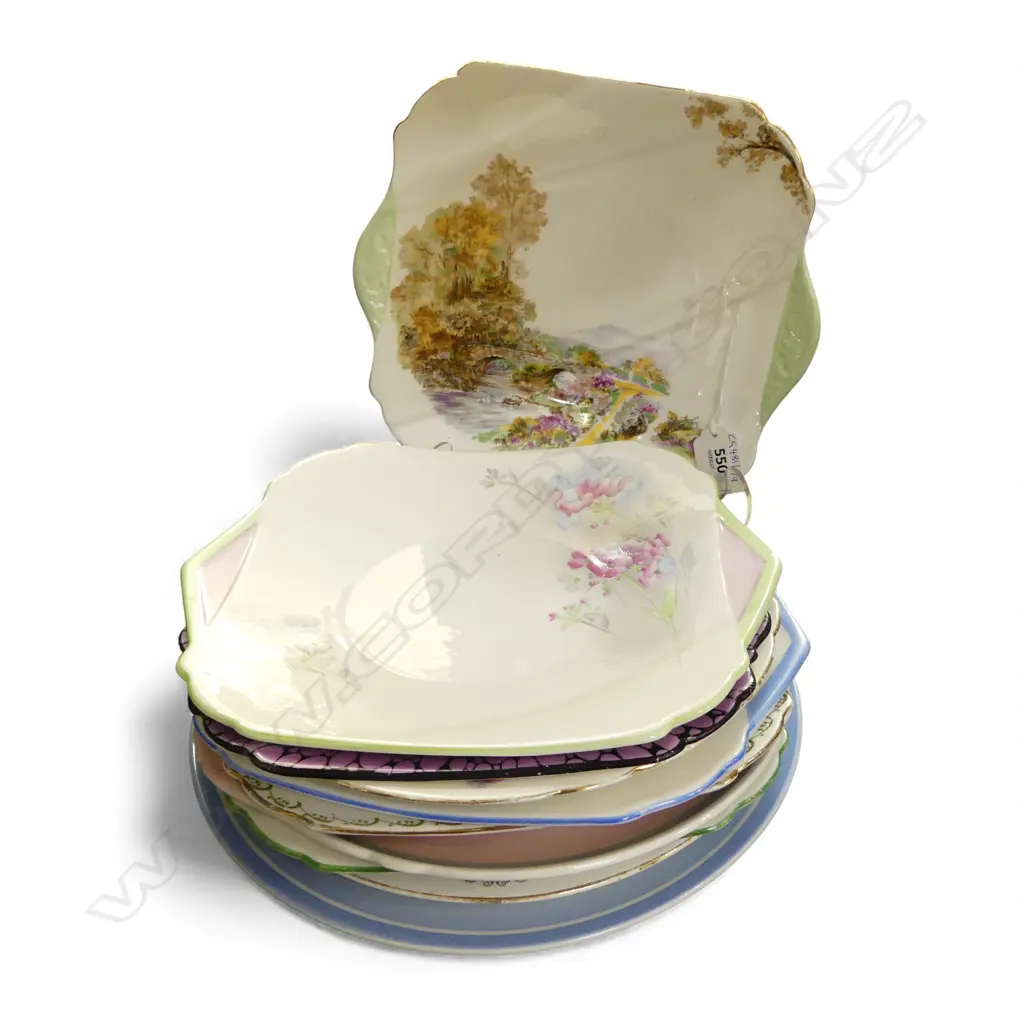 10 SHELLEY CHINA CAKE PLATES MIXED PATS Image 1++