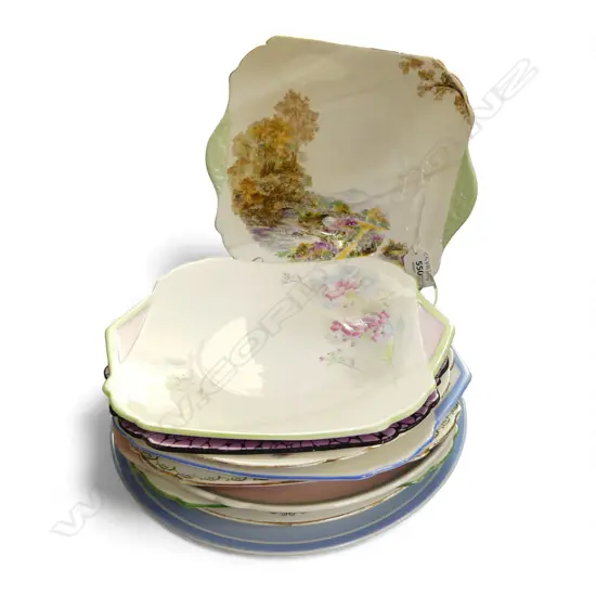 10 SHELLEY CHINA CAKE PLATES MIXED PATS