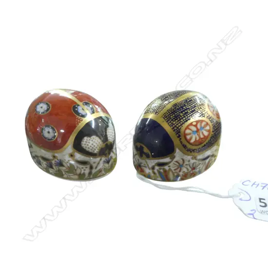 2 ROYAL CROWN DERBY LADYBIRD PAPERWEIGHTS