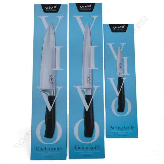 3 BOXED 'VIVO' KITCHEN KNIVES by VILLEROY & BOCH