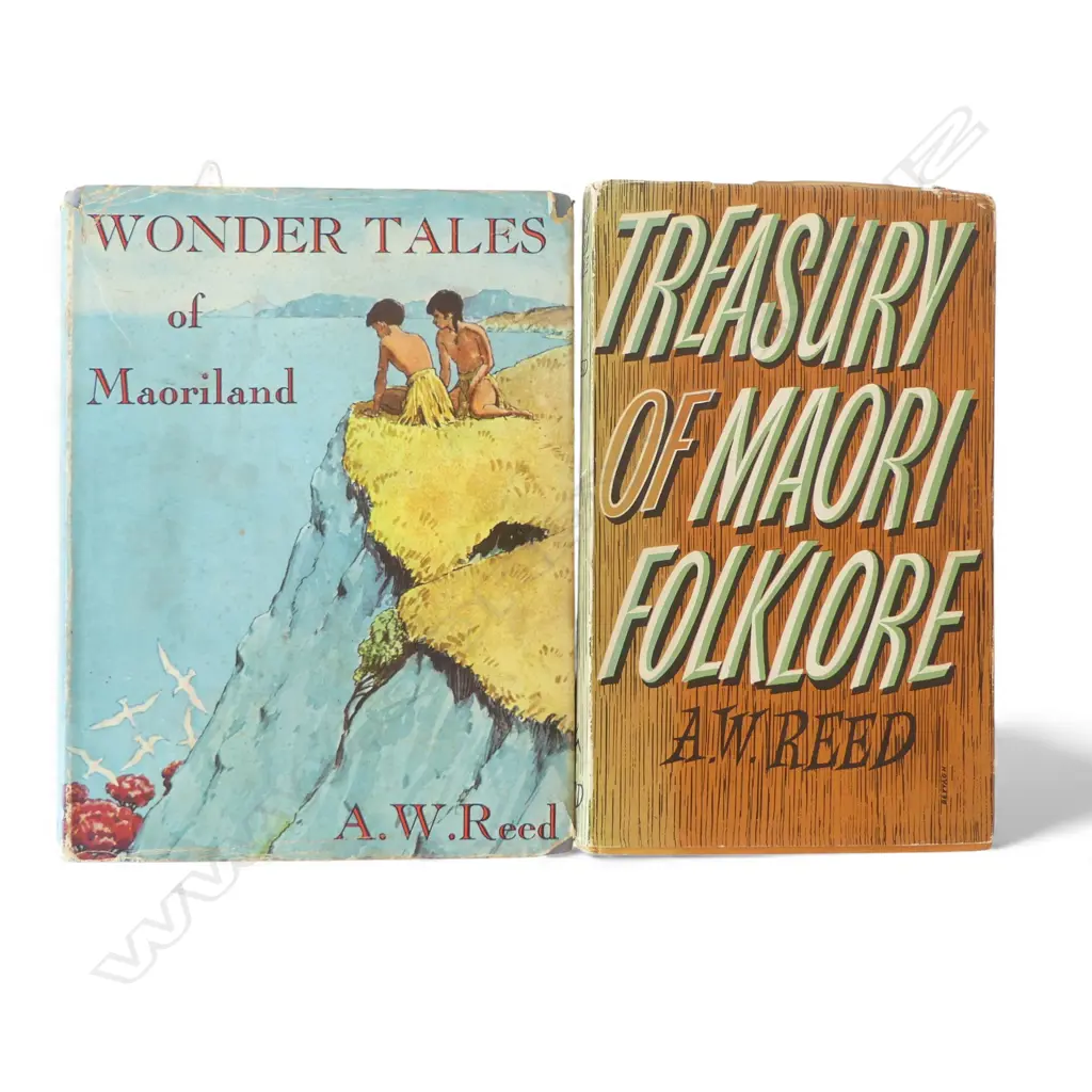 2 N.Z. BOOKS; TREASURY OF MAORI FOLKLORE by A.W. REED + WONDER TALES OF MAORILAND A.W. REED Image 1++