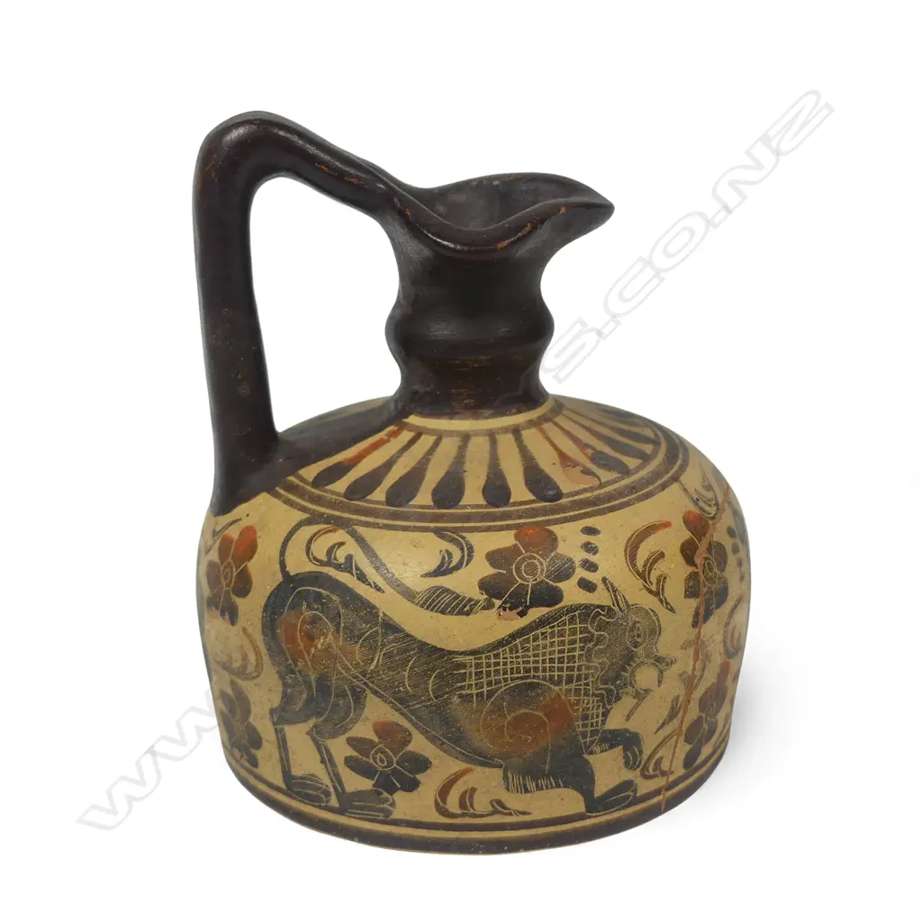 MODERN GREEK SMALL EARTHENWARE OENOCHOE (WINE JUG), H.101mm Image 1++