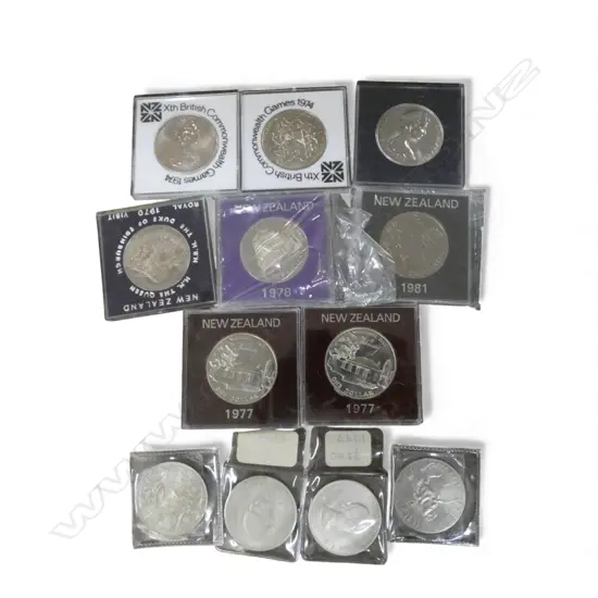8 1970's NZ UNC DOLLAR COINS in plastic cases + 4 UK COINS