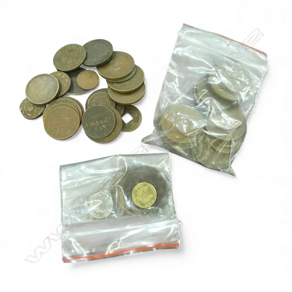 ASST. OLD WORLD BRONZE COINS incls. Middle Eastern + British North Borneo: British Protectorate 1 Cent 1896-H Image 1++