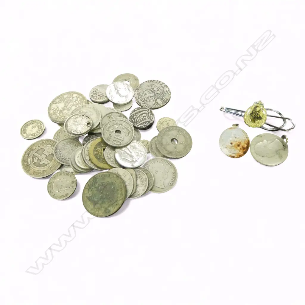 ASST. SILVER & OTHER COINS & TOKENS: Ramatanka temple token + Straits Settlement + Zud Afrik Republic 1892 2 shilling et Image 1++