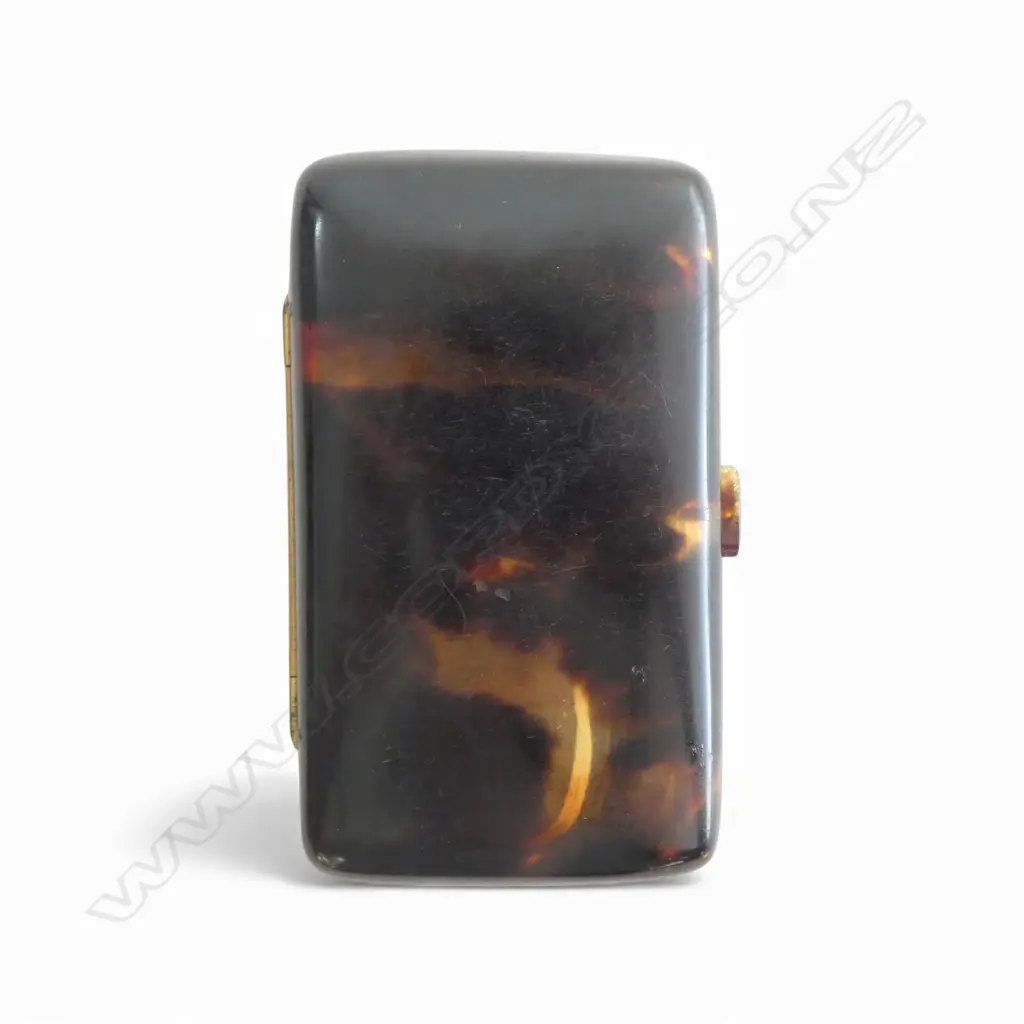 VINTAGE TORTOISE SHELL CIG. CASE L.85mm Image 1++