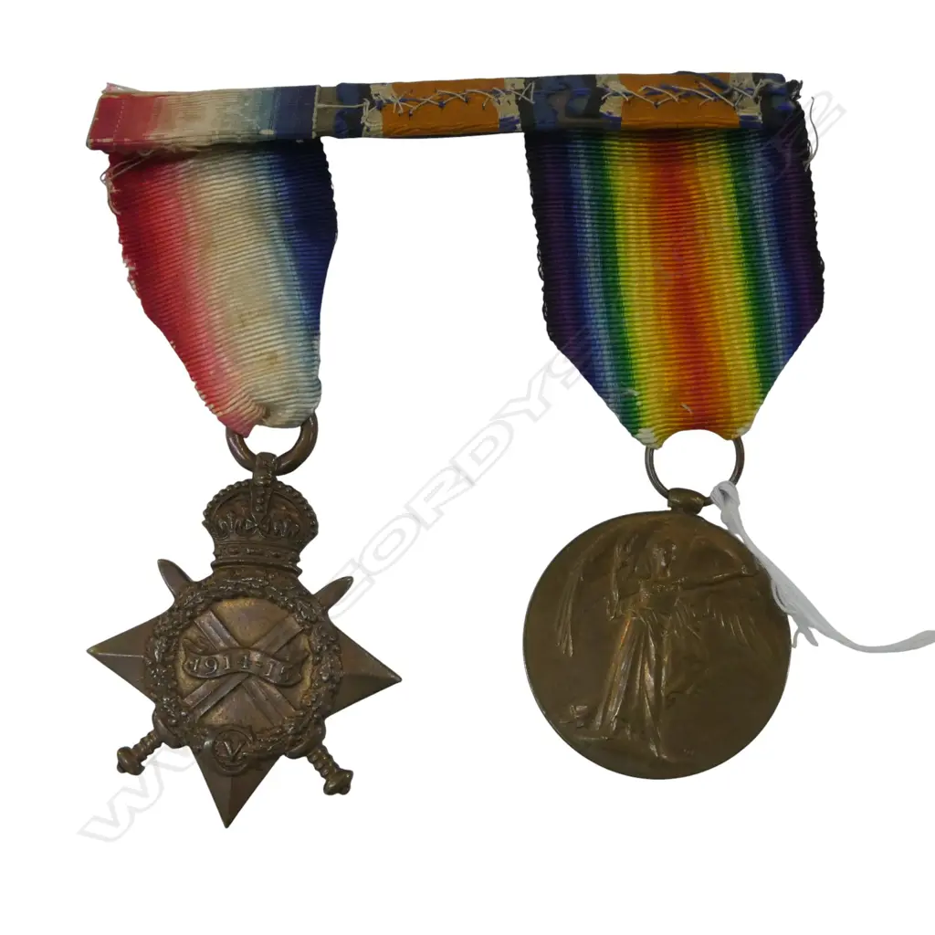 WWI 1914-15 STAR & VICTORY MEDALS TO W.C. ENSTONE A.O.C. Image 1++
