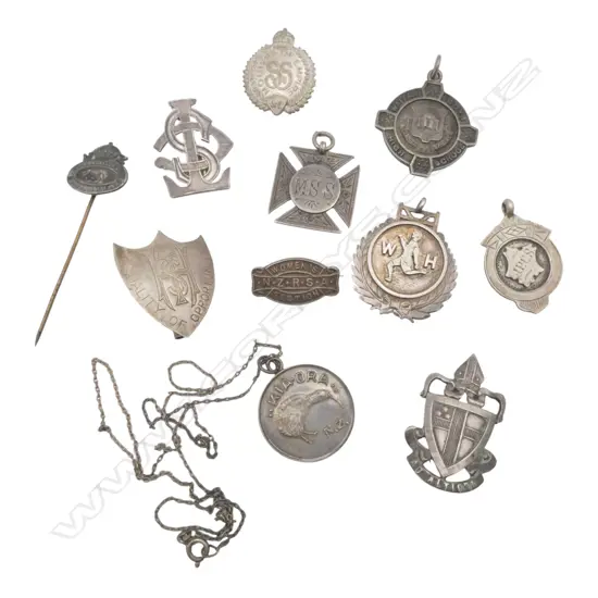 10 ASST. OLD SILVER & METAL N.Z. PENDANTS & BROOCHES; 'KIA ORA N.Z.' PENDANT etc