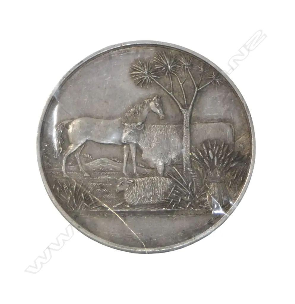 ATTRIBUTED ANTON TEUTENBURG WANGANUI AGRICULTURAL & PASTORAL ASSOC. 1ST PLACE MEDAL unengraved 39.91gms Dia.45mm Image 1++