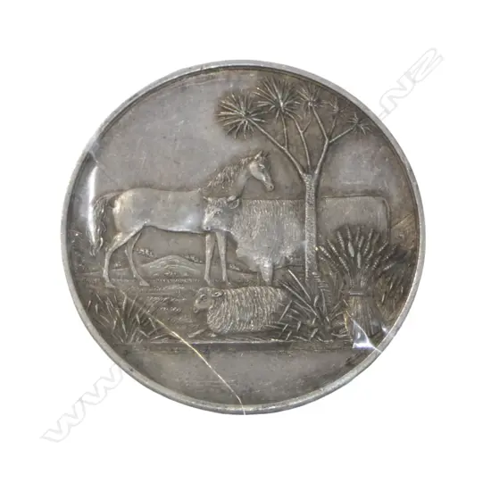 ATTRIBUTED ANTON TEUTENBURG WANGANUI AGRICULTURAL & PASTORAL ASSOC. 1ST PLACE MEDAL unengraved 39.91gms Dia.45mm