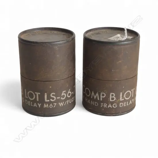 2 VINTAGE ARMY HANDGRENADE TINS