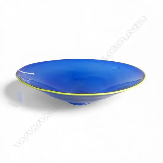 BLUE ART GLASS BOWL 335mm dia
