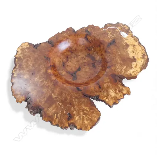 SILVER BIRCH CARVED 'Living Edge' 1995 BURL WOOD BOWL by Karl Lenihan W.650mm 