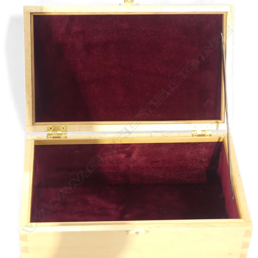 HANDMADE WOODEN BOX; SOUTH ISLAND BEECH w. RIMU TRIM, DOVETAILED & VELVET LINED 260x165x115mm Image 1++