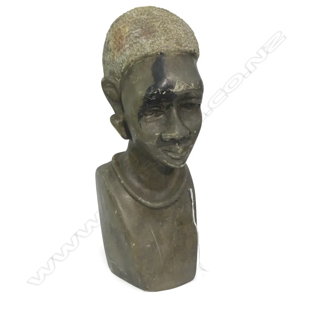 AFRICAN CARVED MARBLE BUST H.350mm Image 1++