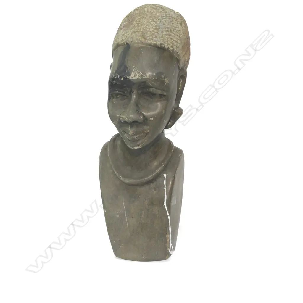 AFRICAN CARVED MARBLE BUST H.350mm Image 1++